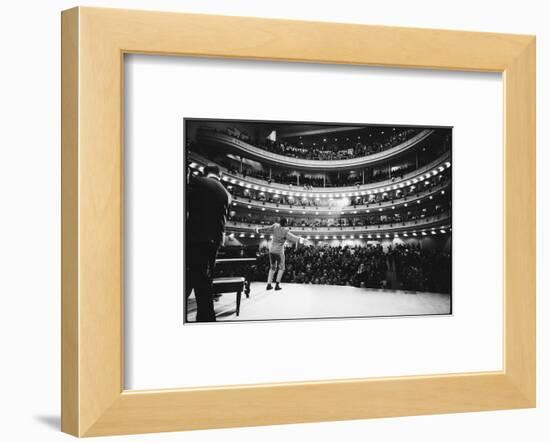 Ray Charles Singing, with Arms Outstretched, During Performance at Carnegie Hall-Bill Ray-Framed Photographic Print