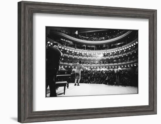 Ray Charles Singing, with Arms Outstretched, During Performance at Carnegie Hall-Bill Ray-Framed Photographic Print