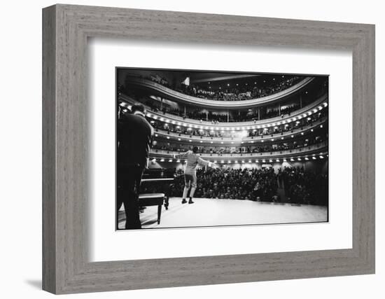 Ray Charles Singing, with Arms Outstretched, During Performance at Carnegie Hall-Bill Ray-Framed Photographic Print