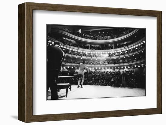 Ray Charles Singing, with Arms Outstretched, During Performance at Carnegie Hall-Bill Ray-Framed Photographic Print