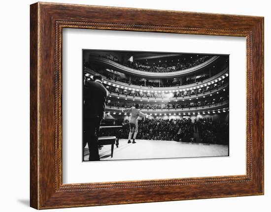 Ray Charles Singing, with Arms Outstretched, During Performance at Carnegie Hall-Bill Ray-Framed Photographic Print