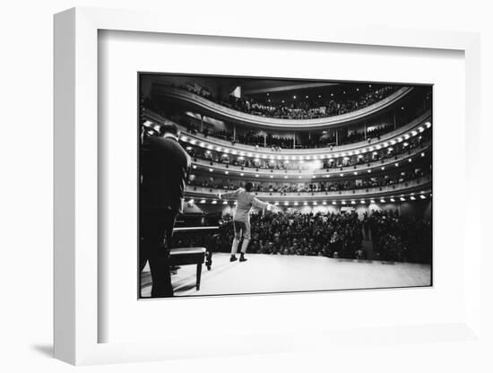 Ray Charles Singing, with Arms Outstretched, During Performance at Carnegie Hall-Bill Ray-Framed Photographic Print