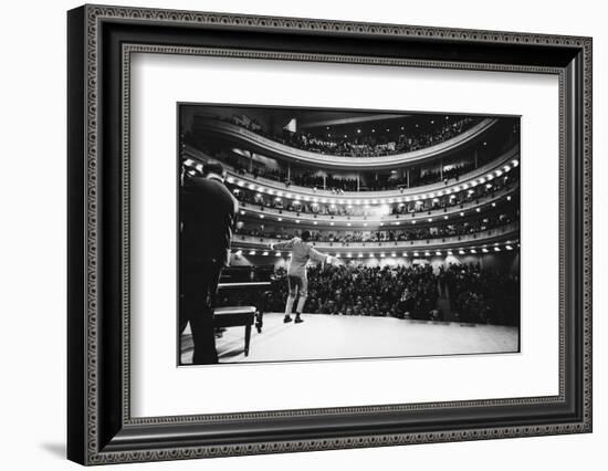 Ray Charles Singing, with Arms Outstretched, During Performance at Carnegie Hall-Bill Ray-Framed Photographic Print