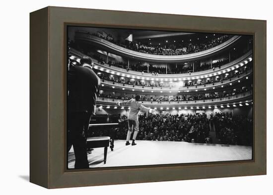 Ray Charles Singing, with Arms Outstretched, During Performance at Carnegie Hall-Bill Ray-Framed Premier Image Canvas