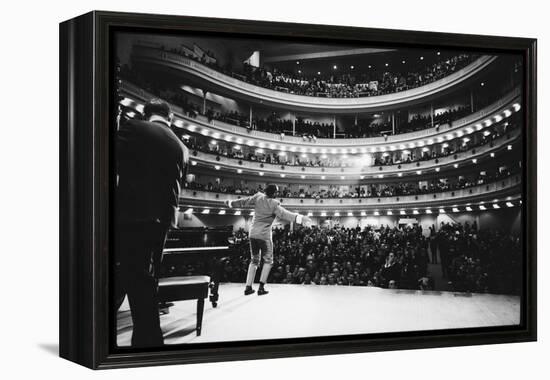 Ray Charles Singing, with Arms Outstretched, During Performance at Carnegie Hall-Bill Ray-Framed Premier Image Canvas