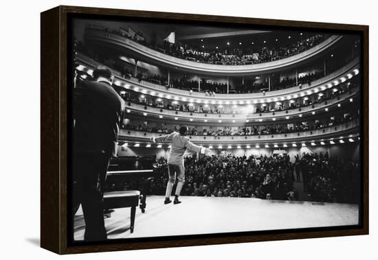 Ray Charles Singing, with Arms Outstretched, During Performance at Carnegie Hall-Bill Ray-Framed Premier Image Canvas