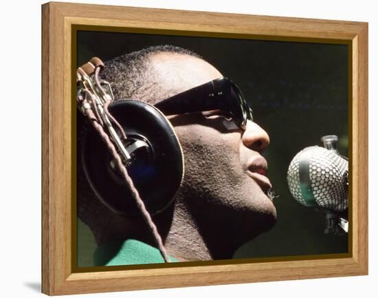 Ray Charles Taping a Coca-Cola Radio Commercial, 1967-null-Framed Stretched Canvas