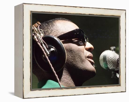 Ray Charles Taping a Coca-Cola Radio Commercial, 1967-null-Framed Stretched Canvas