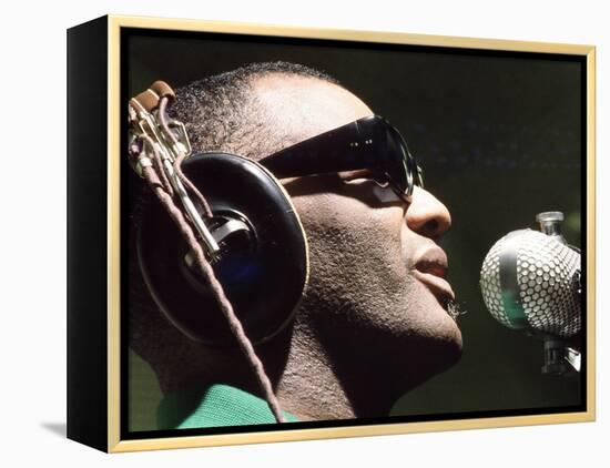 Ray Charles Taping a Coca-Cola Radio Commercial, 1967-null-Framed Stretched Canvas