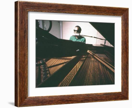 Ray Charles Taping a Coca-Cola Radio Commercial, 1967-null-Framed Photo