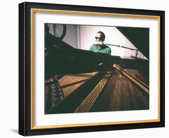 Ray Charles Taping a Coca-Cola Radio Commercial, 1967-null-Framed Photo