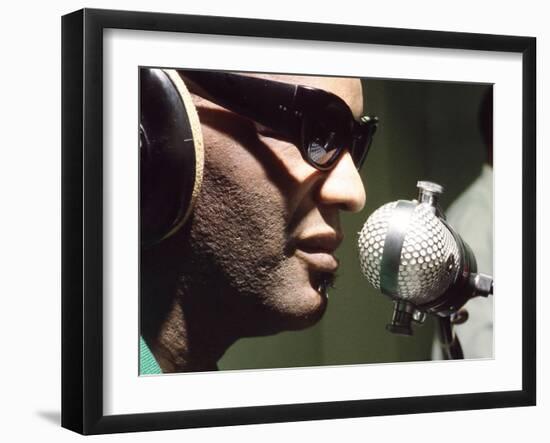 Ray Charles Taping a Coca-Cola Radio Commercial, 1967-null-Framed Photo