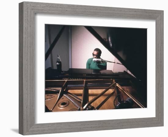 Ray Charles Taping a Coca-Cola Radio Commercial, 1967-null-Framed Photo