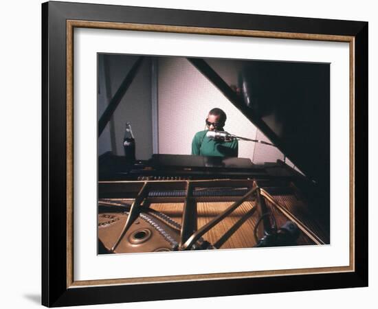 Ray Charles Taping a Coca-Cola Radio Commercial, 1967-null-Framed Photo