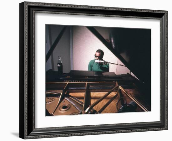 Ray Charles Taping a Coca-Cola Radio Commercial, 1967-null-Framed Photo