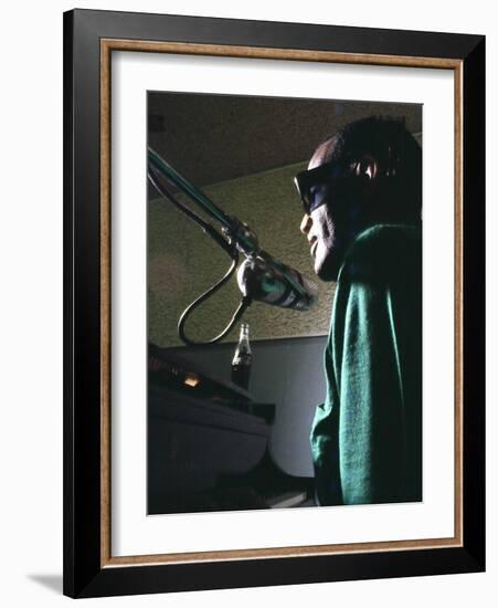 Ray Charles Taping a Coca-Cola Radio Commercial, 1967-null-Framed Photo