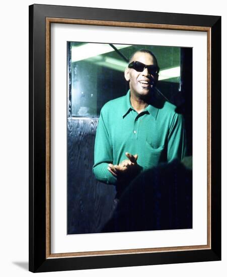 Ray Charles Taping a Coca-Cola Radio Commercial, 1967-null-Framed Photo