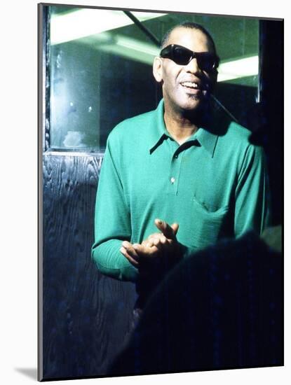 Ray Charles Taping a Coca-Cola Radio Commercial, 1967-null-Mounted Photo