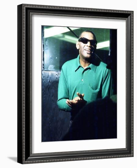 Ray Charles Taping a Coca-Cola Radio Commercial, 1967-null-Framed Photo