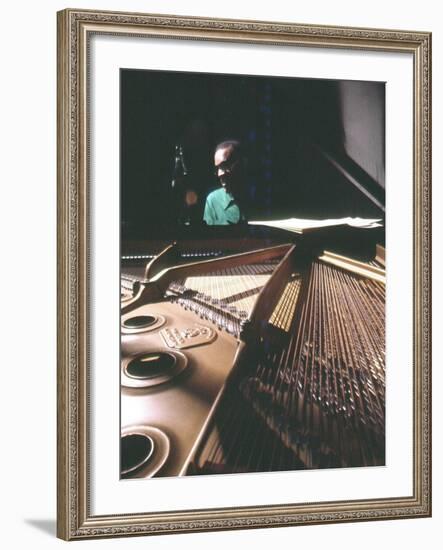 Ray Charles Taping a Coca-Cola Radio Commercial, 1967-null-Framed Photo