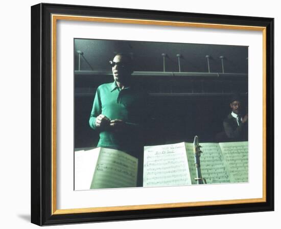 Ray Charles Taping a Coca-Cola Radio Commercial, 1967-null-Framed Photo