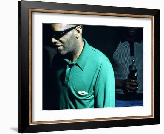 Ray Charles Taping a Coca-Cola Radio Commercial, 1967-null-Framed Photo