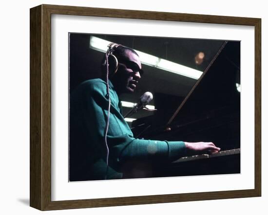 Ray Charles Taping a Coca-Cola Radio Commercial, 1967-null-Framed Photo