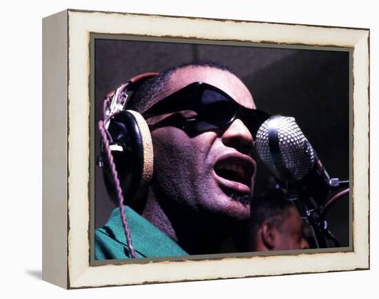 Ray Charles Taping a Coca-Cola Radio Commercial, 1967-null-Framed Stretched Canvas