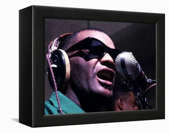 Ray Charles Taping a Coca-Cola Radio Commercial, 1967-null-Framed Stretched Canvas