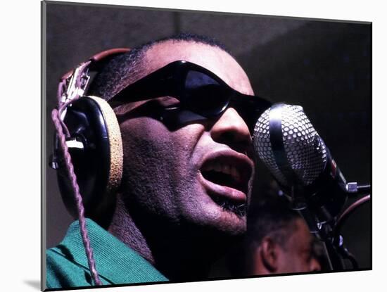 Ray Charles Taping a Coca-Cola Radio Commercial, 1967-null-Mounted Photo