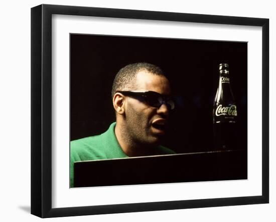 Ray Charles Taping a Coca-Cola Radio Commercial, 1967-null-Framed Photo