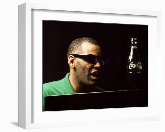 Ray Charles Taping a Coca-Cola Radio Commercial, 1967-null-Framed Photo