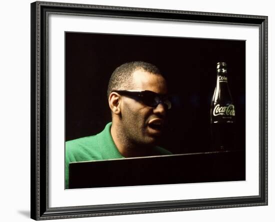 Ray Charles Taping a Coca-Cola Radio Commercial, 1967-null-Framed Photo