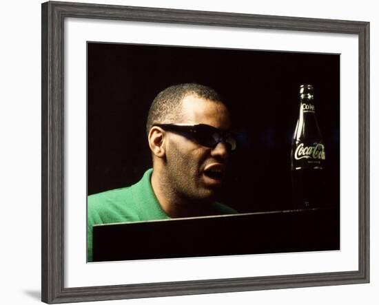 Ray Charles Taping a Coca-Cola Radio Commercial, 1967-null-Framed Photo