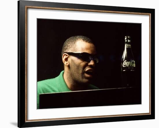 Ray Charles Taping a Coca-Cola Radio Commercial, 1967--Framed Photo