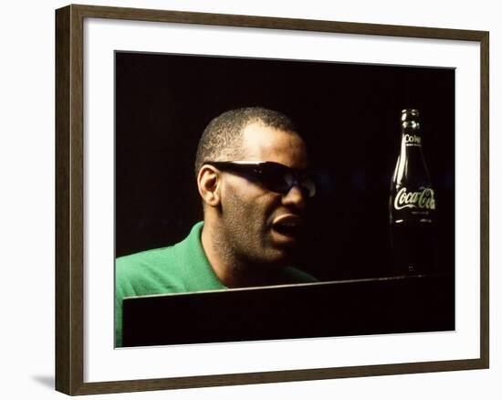 Ray Charles Taping a Coca-Cola Radio Commercial, 1967-null-Framed Photo