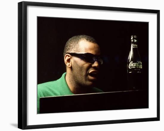 Ray Charles Taping a Coca-Cola Radio Commercial, 1967-null-Framed Photo