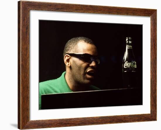 Ray Charles Taping a Coca-Cola Radio Commercial, 1967-null-Framed Photo