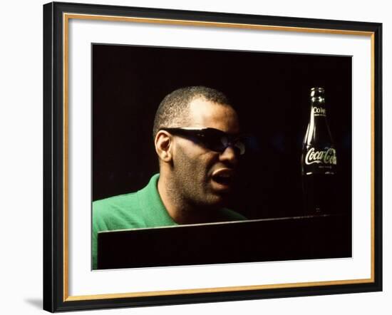 Ray Charles Taping a Coca-Cola Radio Commercial, 1967--Framed Photo