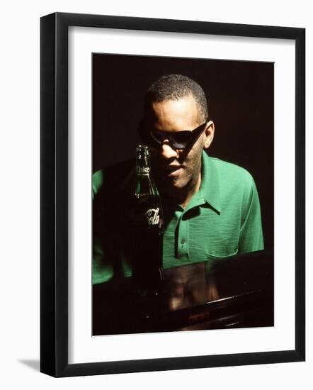 Ray Charles Taping a Coca-Cola Radio Commercial, 1967-null-Framed Photo