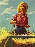 "Woman Driving Hay Wagon," Saturday Evening Post Cover, August 14, 1943-Ray Prohaska-Framed Giclee Print