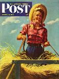 "Woman Driving Hay Wagon," Saturday Evening Post Cover, August 14, 1943-Ray Prohaska-Framed Giclee Print