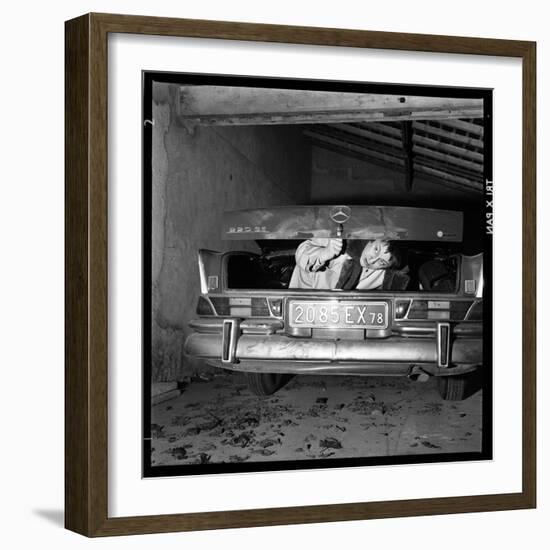 Raymond Devos Hiding in a Boot-Thérese Begoin-Framed Photographic Print