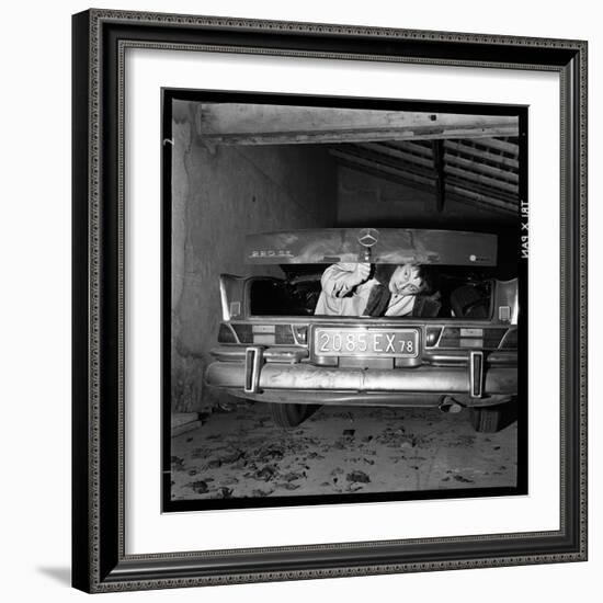 Raymond Devos Hiding in a Boot-Thérese Begoin-Framed Photographic Print