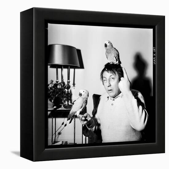 Raymond Devos with Two Parrots in Colmar, August 3968-Marcel Begoin-Framed Premier Image Canvas