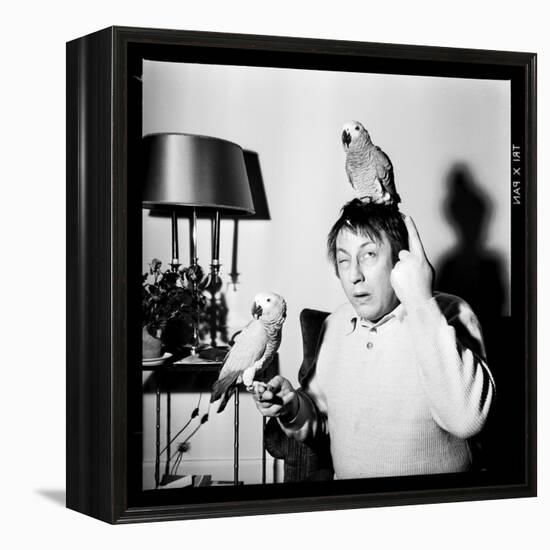 Raymond Devos with Two Parrots in Colmar, August 3968-Marcel Begoin-Framed Premier Image Canvas