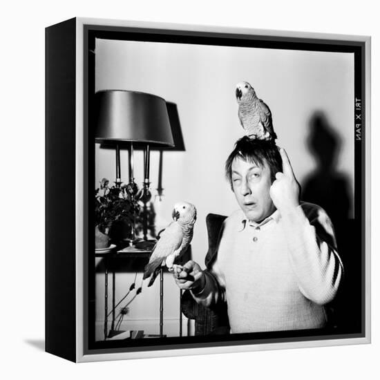 Raymond Devos with Two Parrots in Colmar, August 3968-Marcel Begoin-Framed Premier Image Canvas