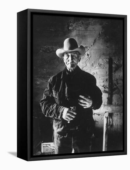 Raymond Holt, an Arizona Bachelor Cowboy for 57 Years-John Loengard-Framed Premier Image Canvas