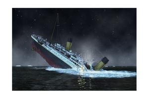 The Bow of the Titanic Plunges into the North Atlantic Ocean by Raymond Wong