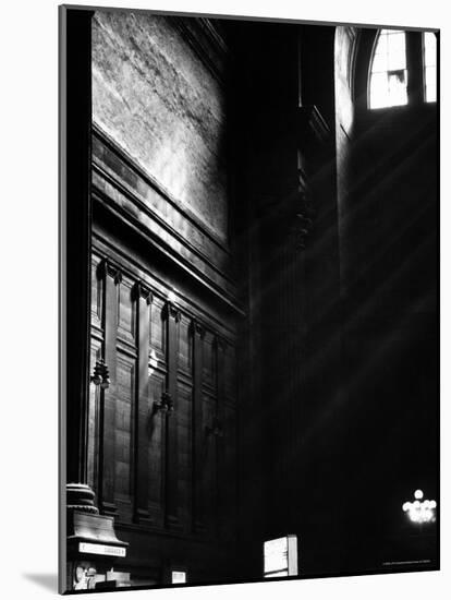 Rays of Sun Streaming in Through Window Onto Ornate Wall with Marble and Pilasters in Penn Station-Walker Evans-Mounted Photographic Print